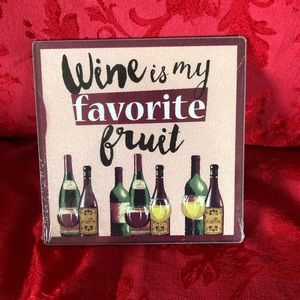 🌵3/$15 8x8 glass cutting board “Wine is my favorite fruit” (see description)